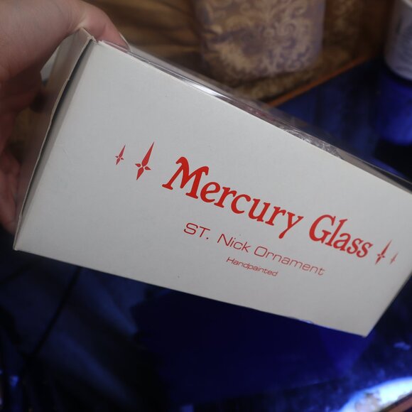 Vintage Handblown Department 56 Mercury Glass Oversized Santa Ornament Christmas - Picture 9 of 10